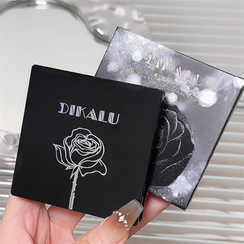 DIKALU黑玫瑰九色眼影盘黑茉莉欧美烟熏妆暗黑色灰色深色系水泥盘