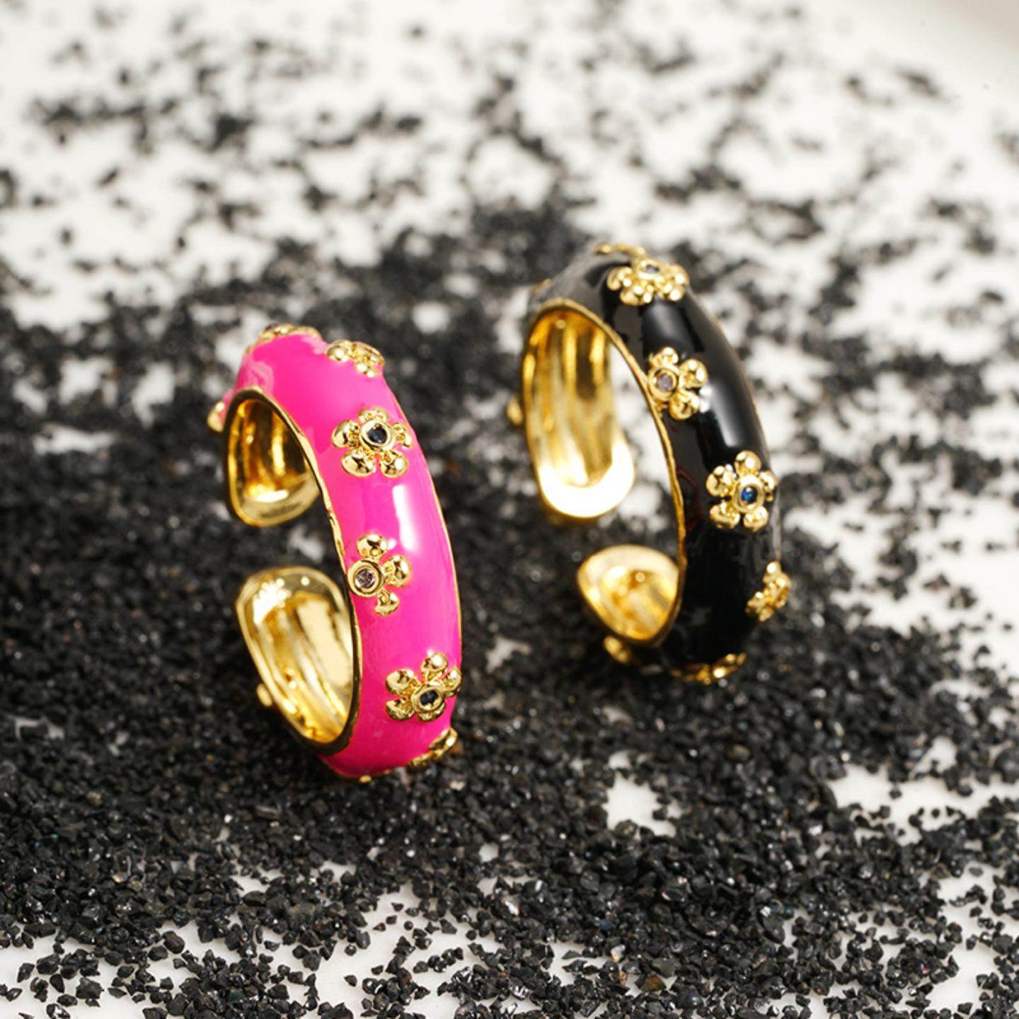 新品沙金电镀18k戒指欧美风滴油花朵指环轻奢久不掉色手饰品,饰品/流行首饰/时尚饰品新,戒指/指环,淘宝优惠券,粉丝福利购,淘宝优惠卷