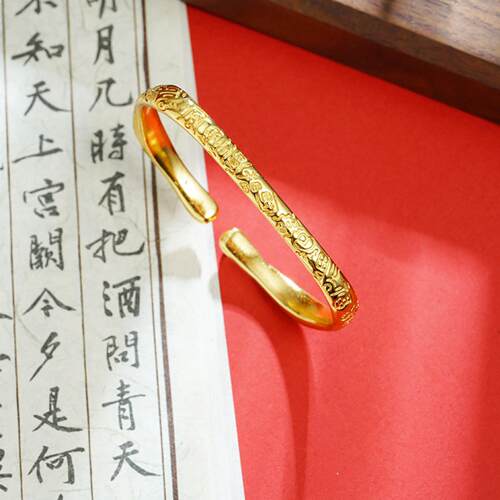 新中式古法沙金手镯复古宫廷风