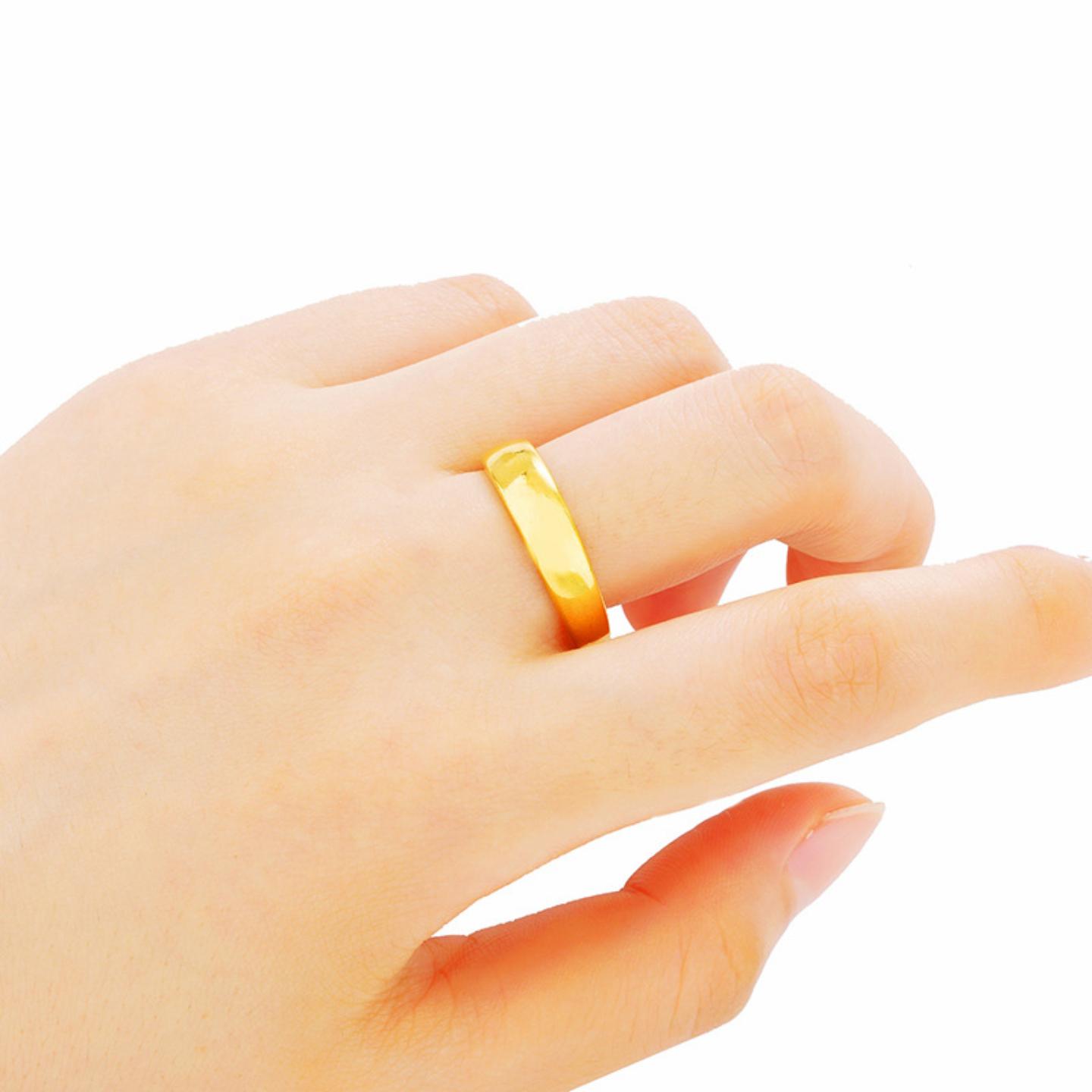 加厚仿黄金越南沙金情侣光面开口戒指 黄铜镀24k真金男女对戒