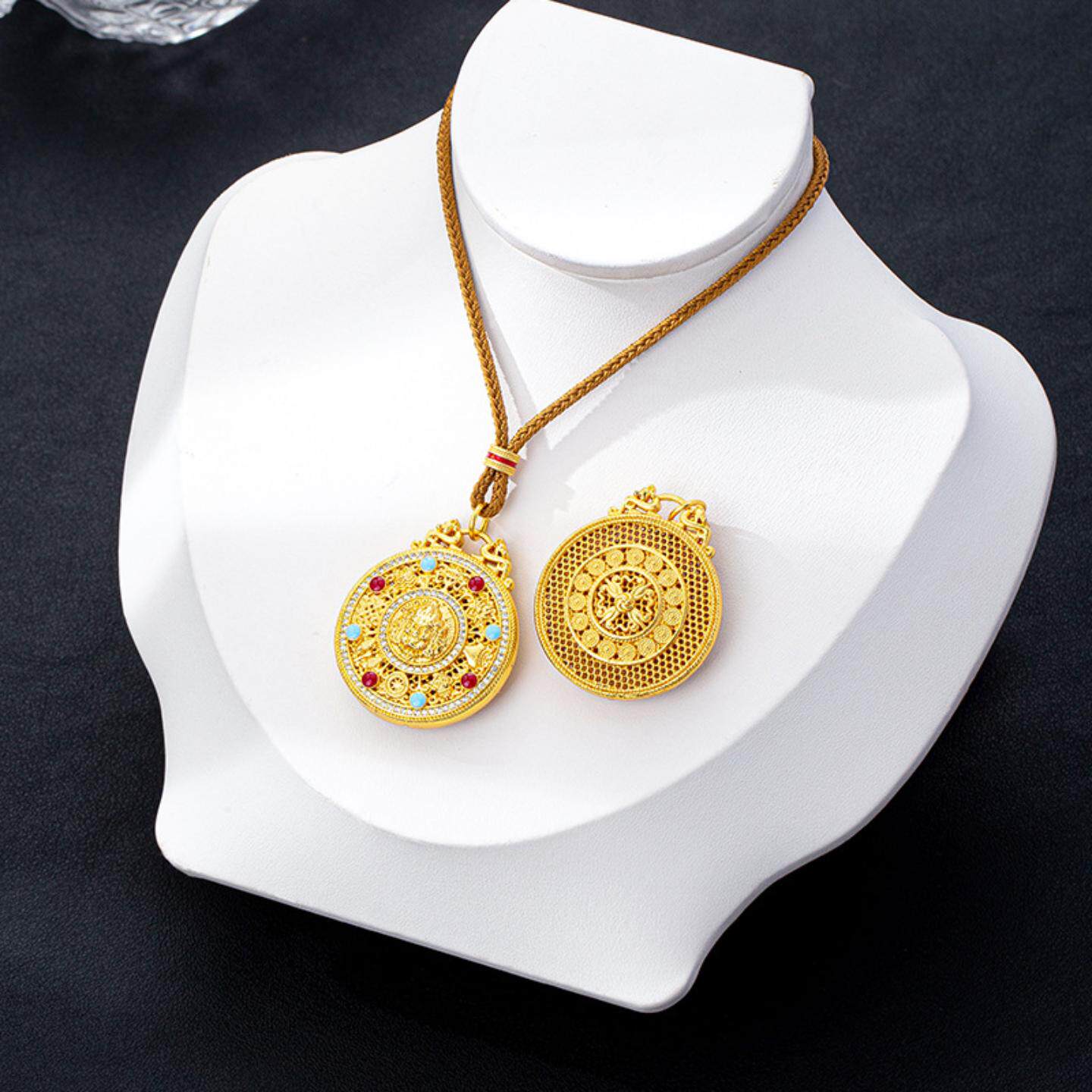 越南沙金八宝罗盘项链古法滴油黄财神吊坠民族风久不掉色饰品直销