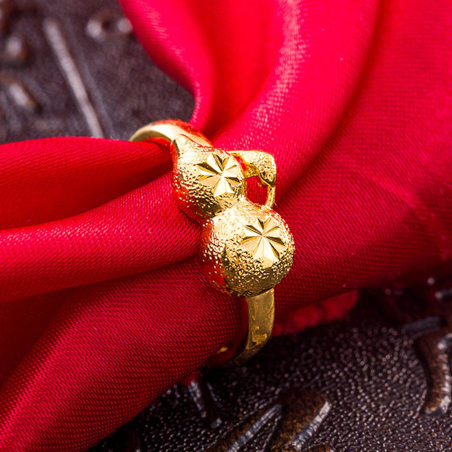 越南沙金葫芦/贝壳花戒指女欧币首饰仿真假黄金24K金镀金开口女戒