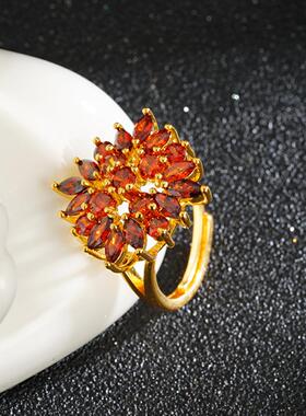 轻奢满镶太阳花锆石女戒