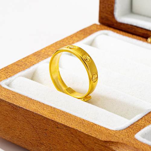 轻奢米字钻纹活口戒指女款