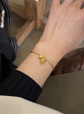 古法金可调节手链甜美铃兰花竹节手链女