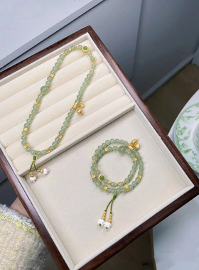 江南风中式串珠两世欢铃兰花吊坠古法沙金手链手串女复古小众设计