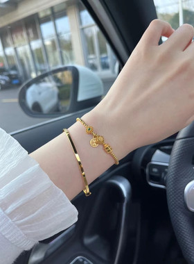 兔年新款本命年金珠手链如意红豆铃兰花古法沙金吊坠手链手串女