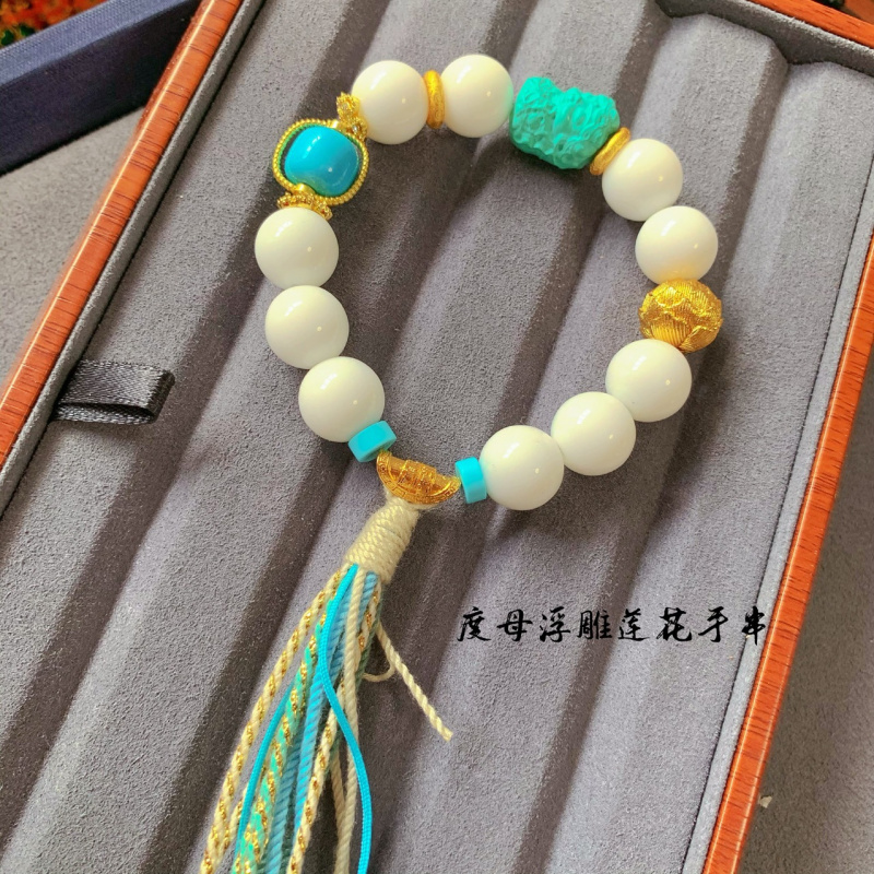 藏式尼泊尔度母莲花配件沙金隔珠
