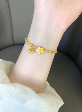 秋季新款小红书推荐磨砂珠桃花两世欢白玉石古法金吊坠手链手串女