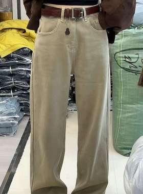 XOXO新款韩高腰直筒阔腿加绒牛仔裤休闲显瘦复古女弯刀长裤88179