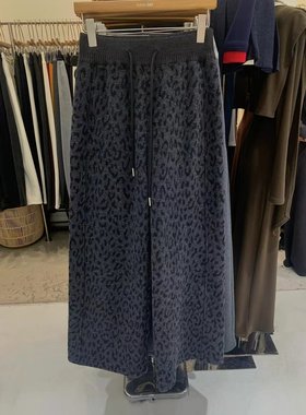 icoco爱可可新款加绒豹纹直筒阔腿休闲弯刀裤女卫裤香蕉裤阔腿裤