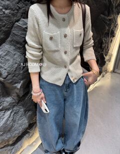 ajroom针织开衫女长袖小香风外套秋季新款外搭气质针织上衣短毛衣