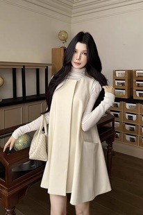 Vane韦恩十三行时尚宽松无袖斗篷裙新款中长款小个子连衣裙25258