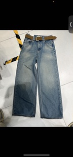 兰色长裤 高腰显瘦宽松加绒直筒磨破阔腿牛仔裤 女927 blur正版 dry