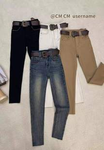 高腰显瘦弹力小脚铅笔裤 新款 九分ss100 女2025冬季 cm加绒牛仔裤