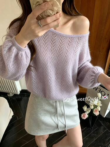 sq韩粉色奶fufu软糯马海毛毛衣女巨好看的秋冬季慵懒风针织衫上衣