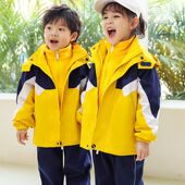 幼儿园园服秋冬冲锋衣三件套儿童班服运动服套装 小学生校服保暖