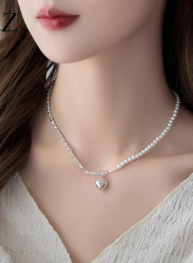 STINA碎银子爱心吊坠项链合金百