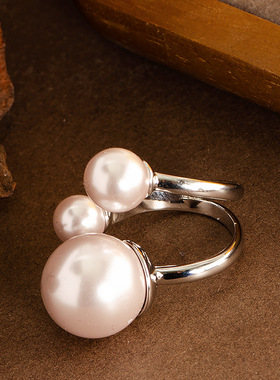 STINA欧美欧美时尚夸张珍珠戒指