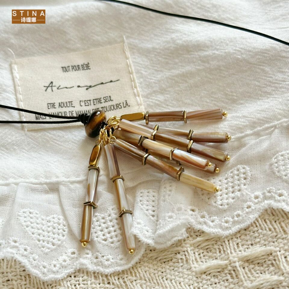 STINA新款天然牛津贝流苏项链女