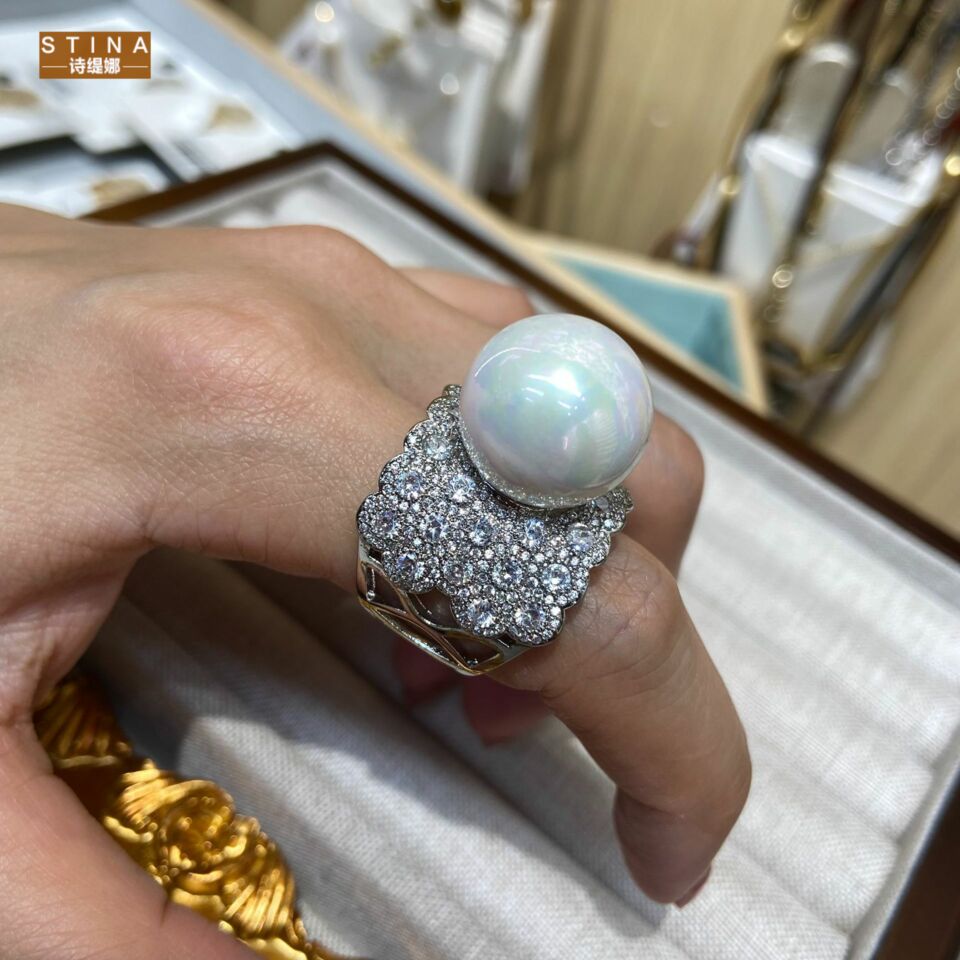 STINA重工微镶锆石宽版戒指16mm