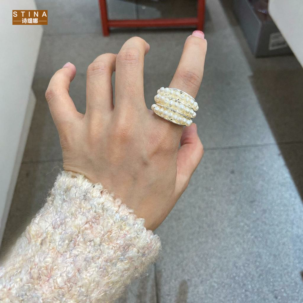 STINA中古风黄铜金淡水珍珠串珠