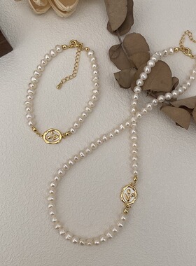 STINA新款珍珠郁金香项链女法式