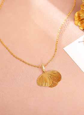 STINA爆款金色镂空片片项链轻奢