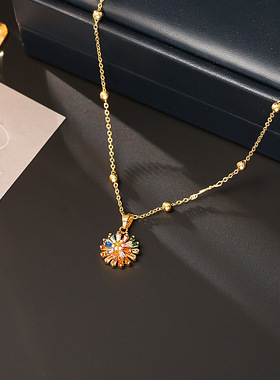 STINA新款多巴胺彩色锆石吊坠轻