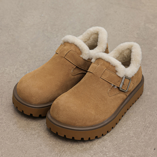 全包勃肯鞋男鞋冬季加绒雪地靴男款厚底增高户外加厚保暖面包棉鞋