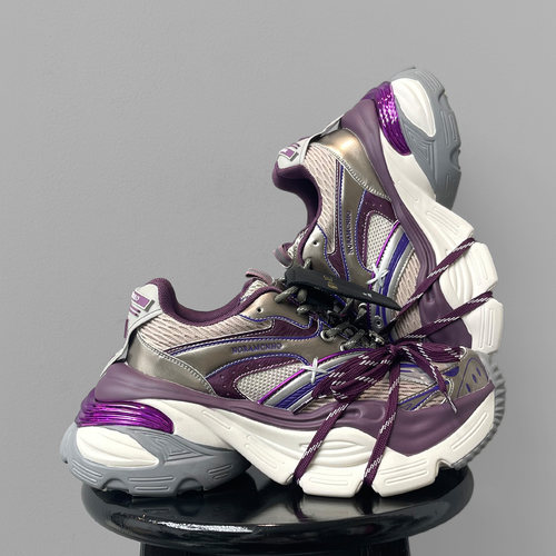 秋冬男女同款炸街绑带老爹鞋潮牌厚底增高情侣鞋子紫色运动休闲鞋