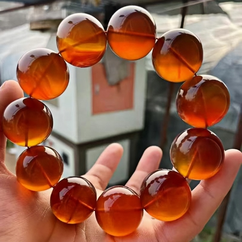 正品天然缅甸琥珀高品质棕红珀23mm手串男款文玩孤品珠宝饰品特价