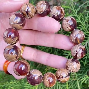 正品 文玩手链收藏珠宝饰品 天然缅甸琥珀精品妖花溶洞蜜15手串男款