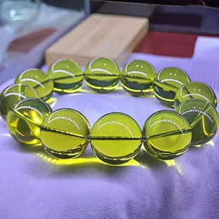 正品 文玩收藏珠宝饰品 天然缅甸琥珀精品净水柳青20mm圆珠手串男款