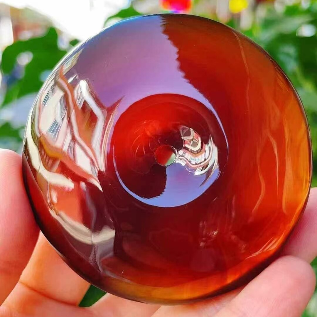 正品天然缅甸琥珀高品质棕红蜜 平安扣 圆雕吊坠文玩挂件珠宝饰品