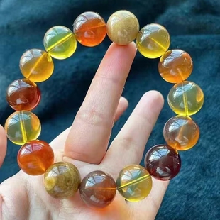 正品 文玩手链收藏珠宝饰品 天然缅甸琥珀高品质稀有多宝15手串男款