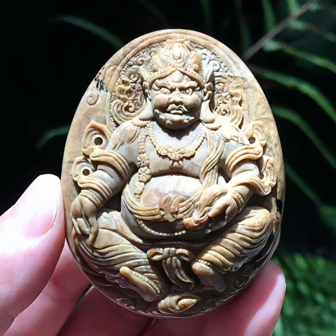 正品天然缅甸琥珀高品质根珀 黄财神 浮雕吊坠文玩孤品珠宝饰品