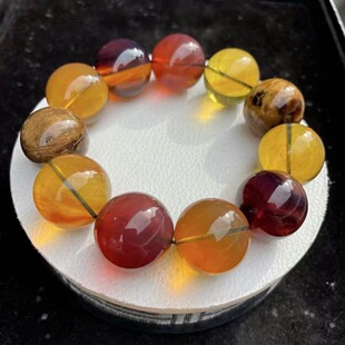 珠宝饰品特价 正品 天然缅甸琥珀老料多宝21手串圆珠男生大手链时尚