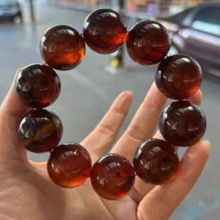 文玩孤品收藏珠宝饰品 血珀24mm大手串男款 正品 天然缅甸琥珀霸气款