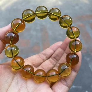 正品 珠宝饰品 天然缅甸琥珀高品质柳青13.5mm手串文玩佛珠孤品时尚