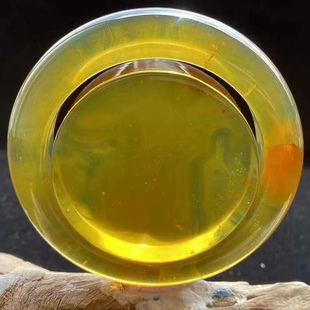 正品 收藏孤品稀有珠宝饰品 天然缅甸琥珀顶货绿金棕圈口63手镯女款