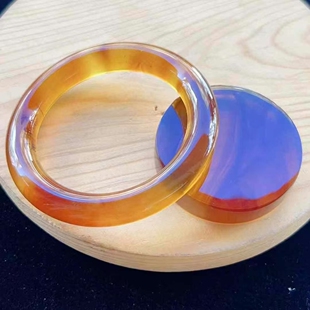 正品 孤品收藏珠宝饰品 天然缅甸琥珀高品质金棕红53.8圆条美镯女款