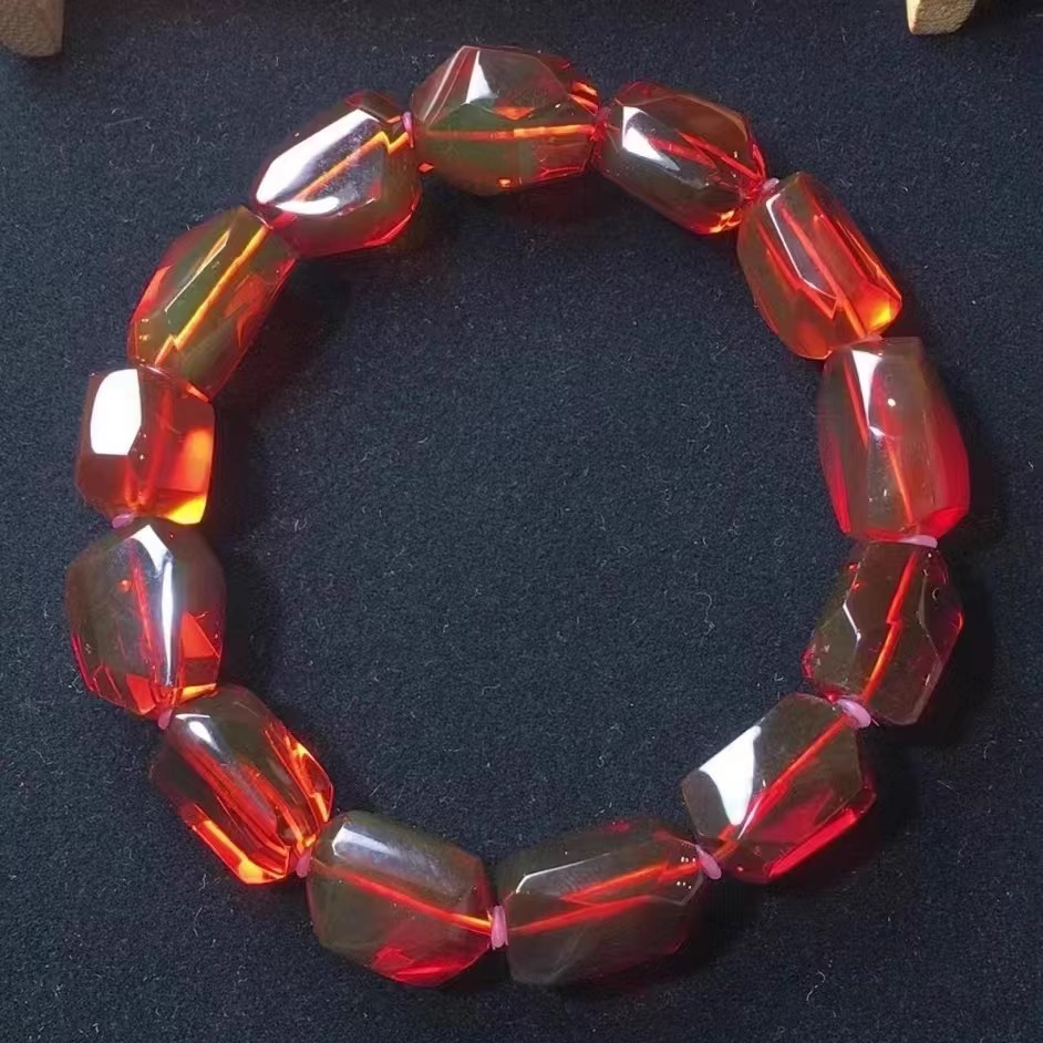 正品天然缅甸琥珀高品质满血切割面血珀手串男款手链收藏珠宝饰品