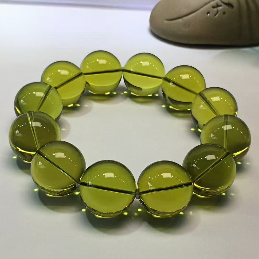 正品天然缅甸琥珀精美绿茶20mm圆珠手串男款霸气文玩收藏珠宝饰品
