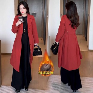 加绒加厚风衣女2025新款冬季女士外套今年流行爆款中长款气质大衣