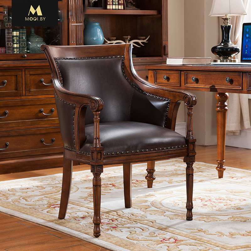 慕藝柏 美式實木書椅 辦公椅 真皮電腦椅 休閑椅 歐式餐椅M4208#在類目 住宅傢俱, 坐具類, 椅類, 電腦椅中 - 來自Buy2taobao.com提供專業的淘寶代購服務