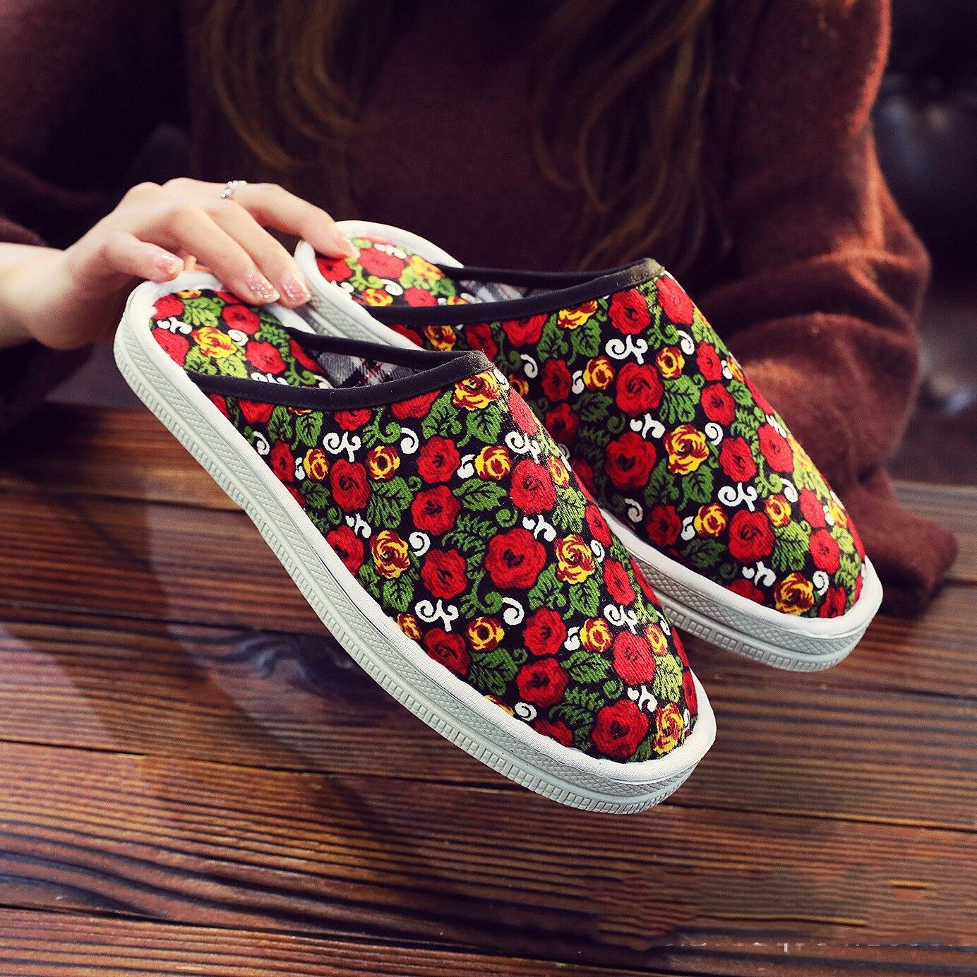 春秋四季手工拖鞋薄棉花布拖鞋女布拖鞋轻便泡沫底包头居家布拖鞋,女鞋,传统布鞋,淘宝优惠券,粉丝福利购,淘宝优惠卷