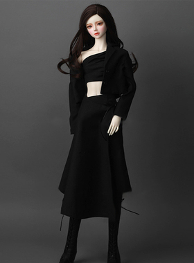 【娃衣】bjd娃sd娃衣 1/6/4/3分女娃洋装黑色礼服套装 送内裤袜子