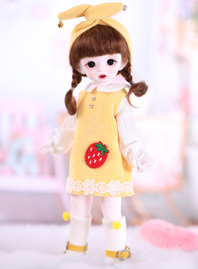 【娃衣】BJD娃娃 SD娃 新品 6分女娃衣 Carol 草莓黄色背心裙套装