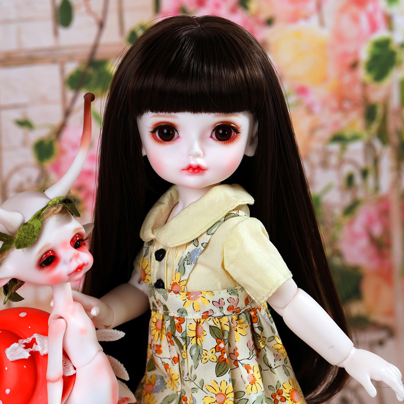 【假发】bjd/sd娃假发头发 1/6女 深棕色平刘海直发尾微卷 送头贴